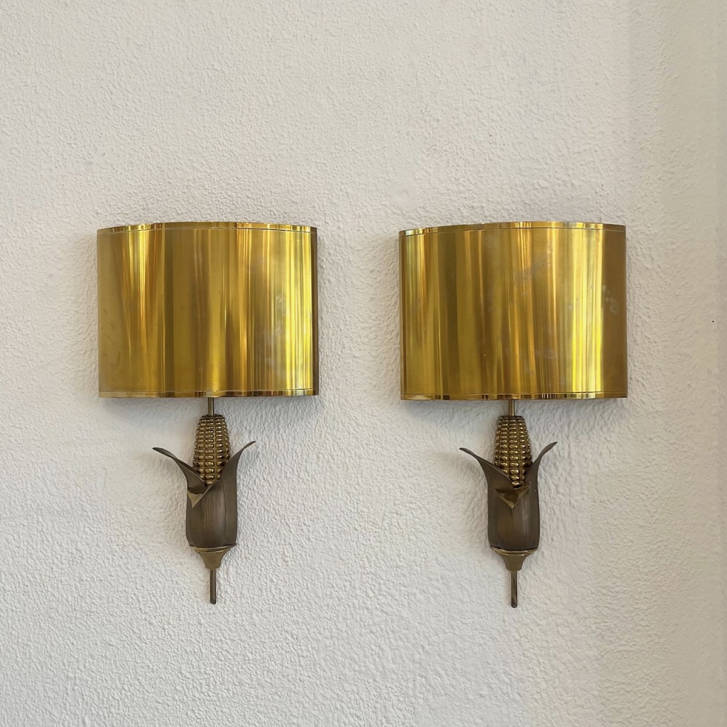 Appliques Laiton Epis de Ma&iuml;s 1970s