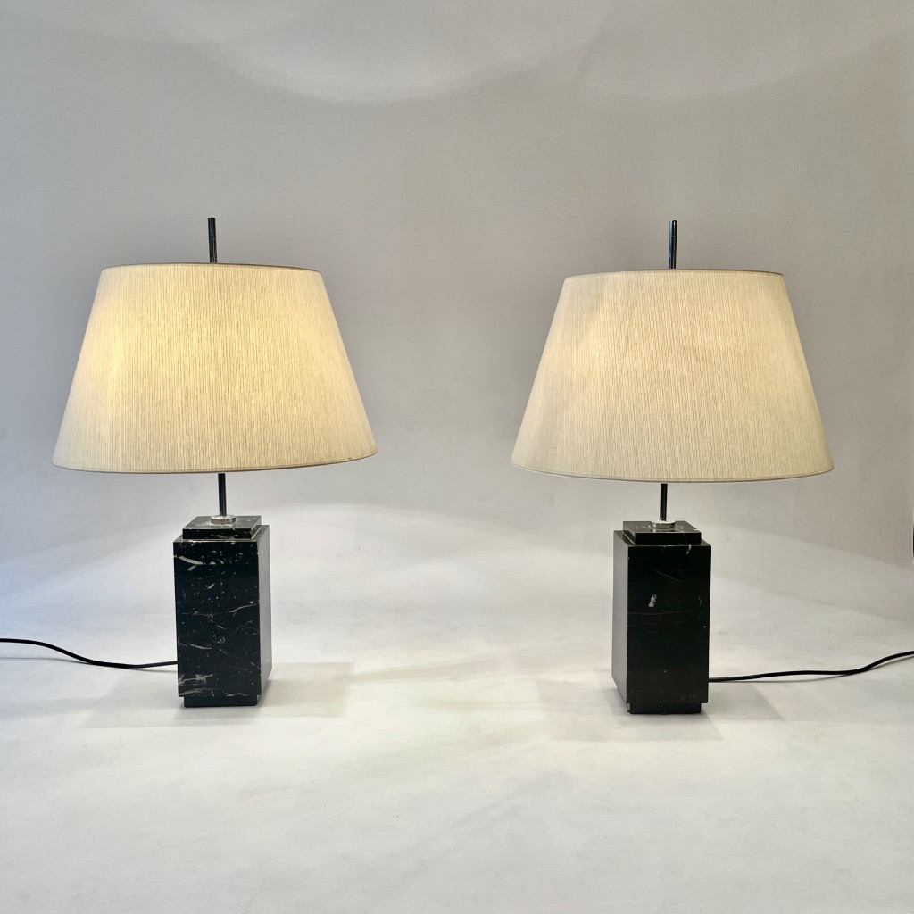Paire de lampe marbre Florence Knoll
