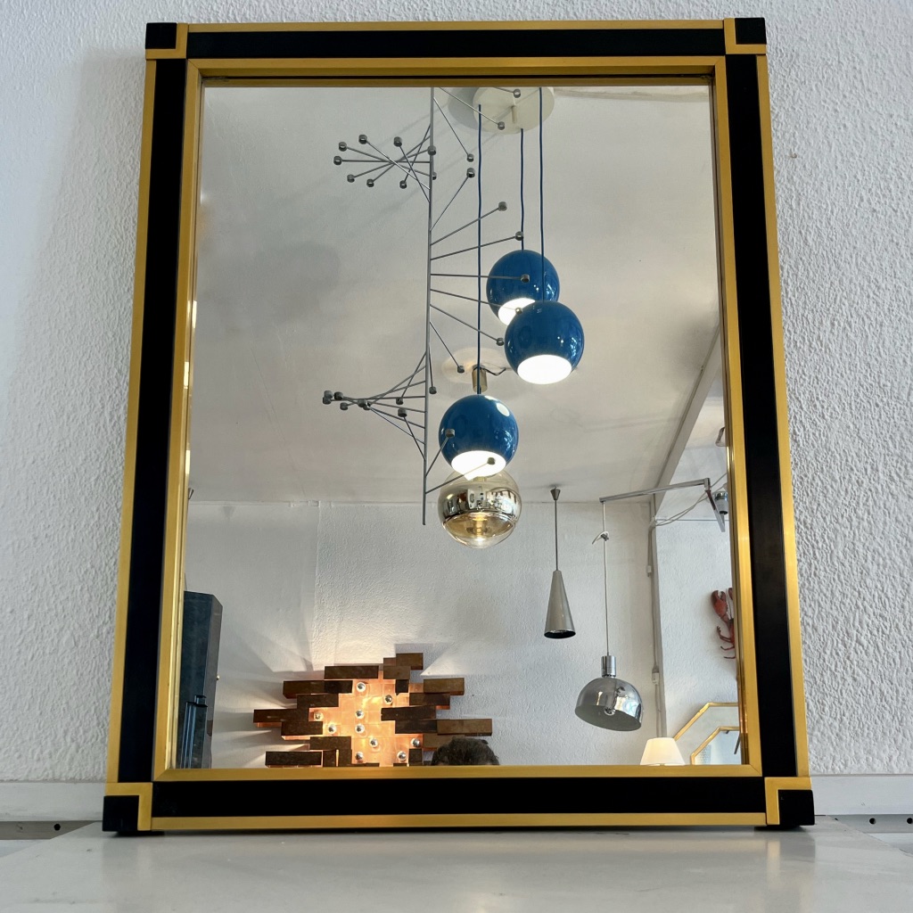 Miroir noir et laiton 70s
