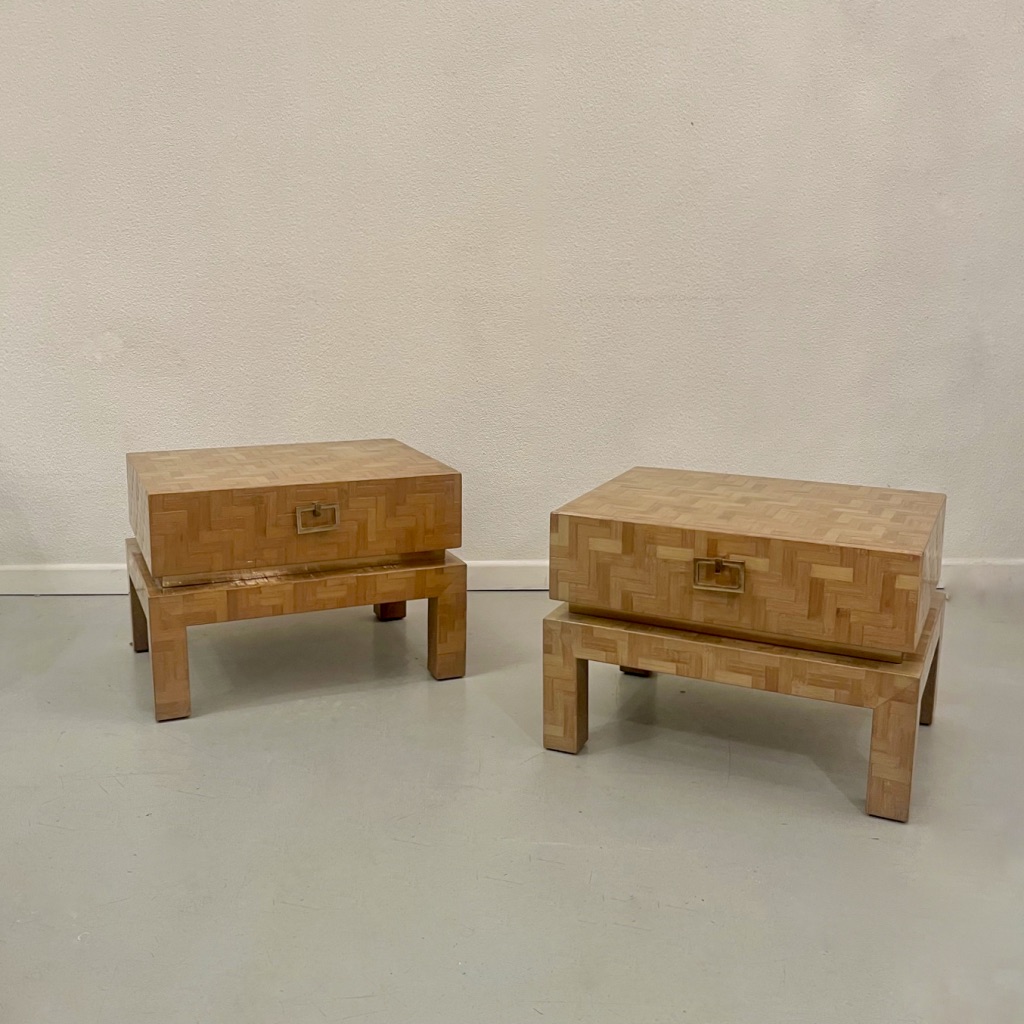 Tables de nuit en bambou et laiton 1970s
